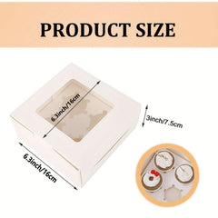 20pcs Cupcake Boxes Auto Popup Containers Bakery Cake Box with Clear Window