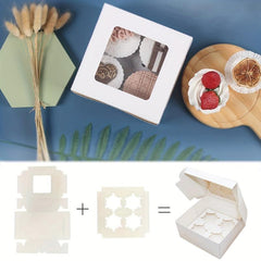 20pcs Cupcake Boxes Auto Popup Containers Bakery Cake Box with Clear Window