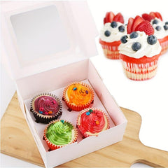 20pcs Cupcake Boxes Auto Popup Containers Bakery Cake Box with Clear Window
