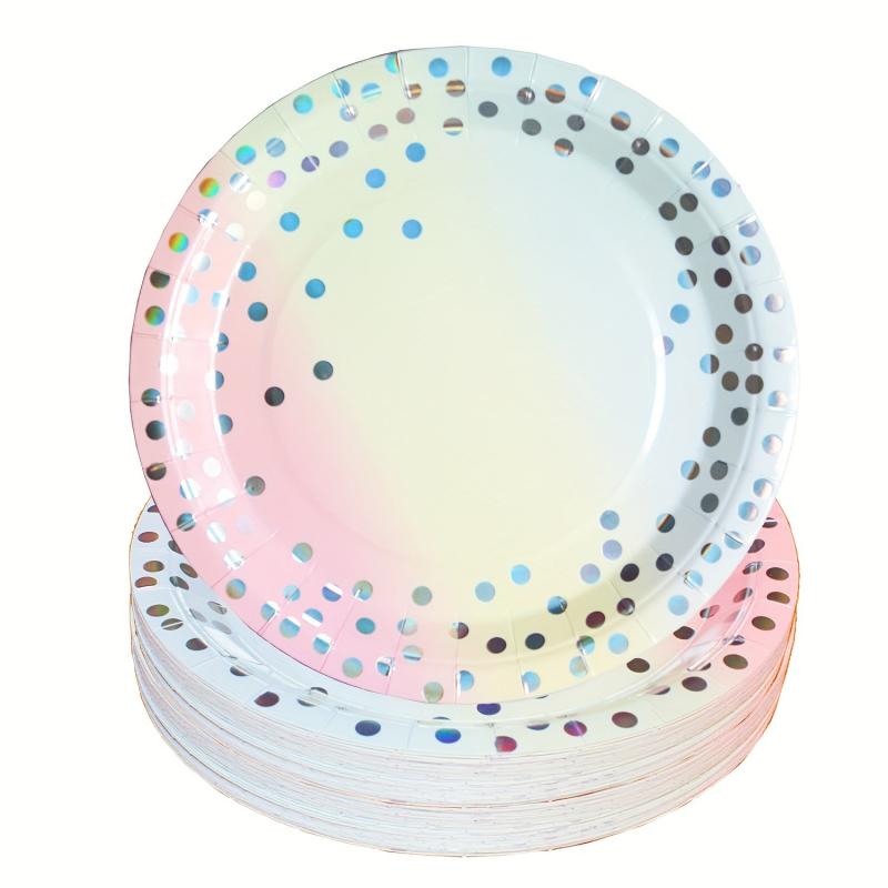 50 Pink Pastel Dots Paper Plates 22 Dessert Cake Bulk Party
