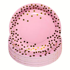 50 Pink Pastel Dots Paper Plates 22 Dessert Cake Bulk Party