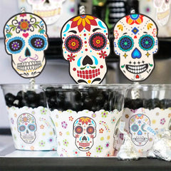 12pcs Day of the Dead Skull Biodegradable Paper Straws
