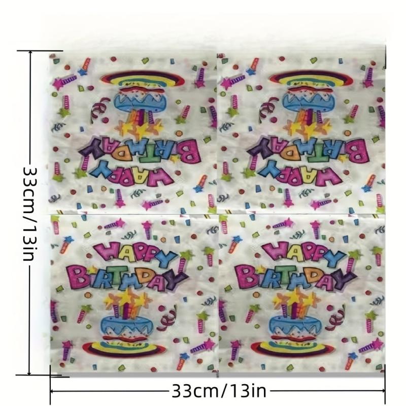 20 Sheets Birthday Series Printed Napkins For Hotels Cafes Parties Weddings