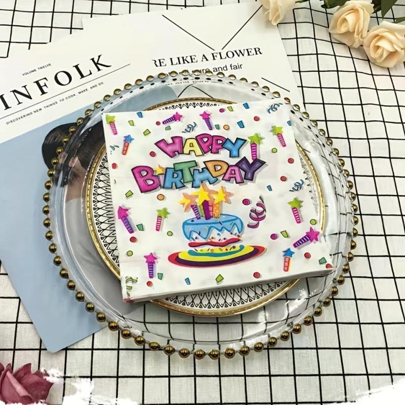 20 Sheets Birthday Series Printed Napkins For Hotels Cafes Parties Weddings