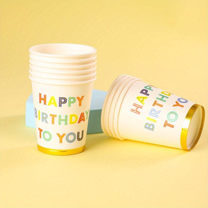 10Pcs Paper Cup Birthday Party Celebration 250ml Disposable Cup