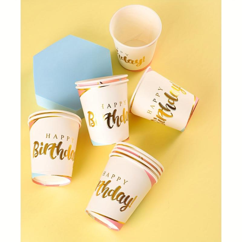 10Pcs Paper Cup Birthday Party Celebration 250ml Disposable Cup