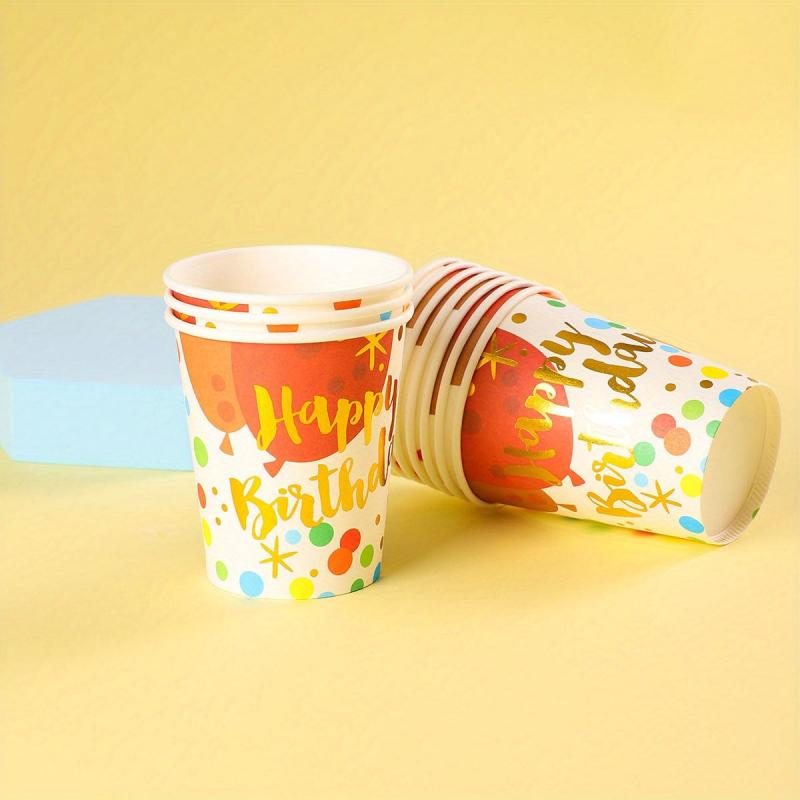 10Pcs Paper Cup Birthday Party Celebration 250ml Disposable Cup
