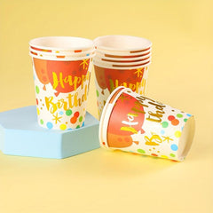 10Pcs Paper Cup Birthday Party Celebration 250ml Disposable Cup