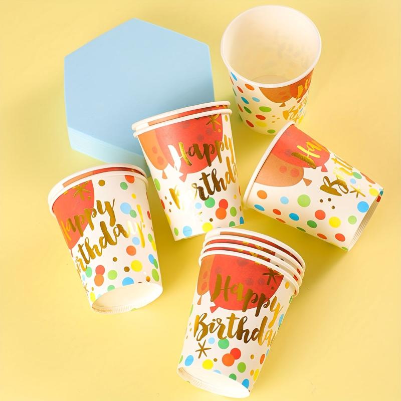 10Pcs Paper Cup Birthday Party Celebration 250ml Disposable Cup
