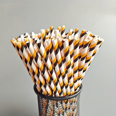 25pcs Halloween Paper Straws Pumpkin Bat Spider Web Biodegradable Paper