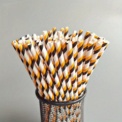 25pcs Halloween Paper Straws Pumpkin Bat Spider Web Biodegradable Paper