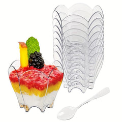 50 Reusable Dessert Cups with Spoons 2 Oz for Parties Birthdays Mousse