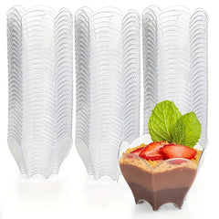 50 Reusable Dessert Cups with Spoons 2 Oz for Parties Birthdays Mousse