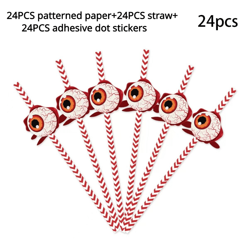 24pcs Halloween Disposable Tableware Straws