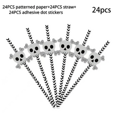 24pcs Halloween Disposable Tableware Straws
