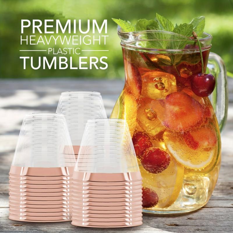 Rose Golden Disposable Plastic Cups for Parties Weddings - 9oz - Pack of 6