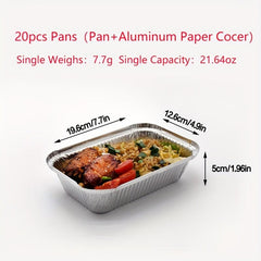 20pcs Aluminum Foil Pans Disposable Foil Food Containers 21 64oz Tin Foil Pans