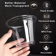 50pcs High Clear Disposable Plastic Cups for Cold Drinks 9-12oz Capacity