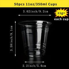 50pcs High Clear Disposable Plastic Cups for Cold Drinks 9-12oz Capacity