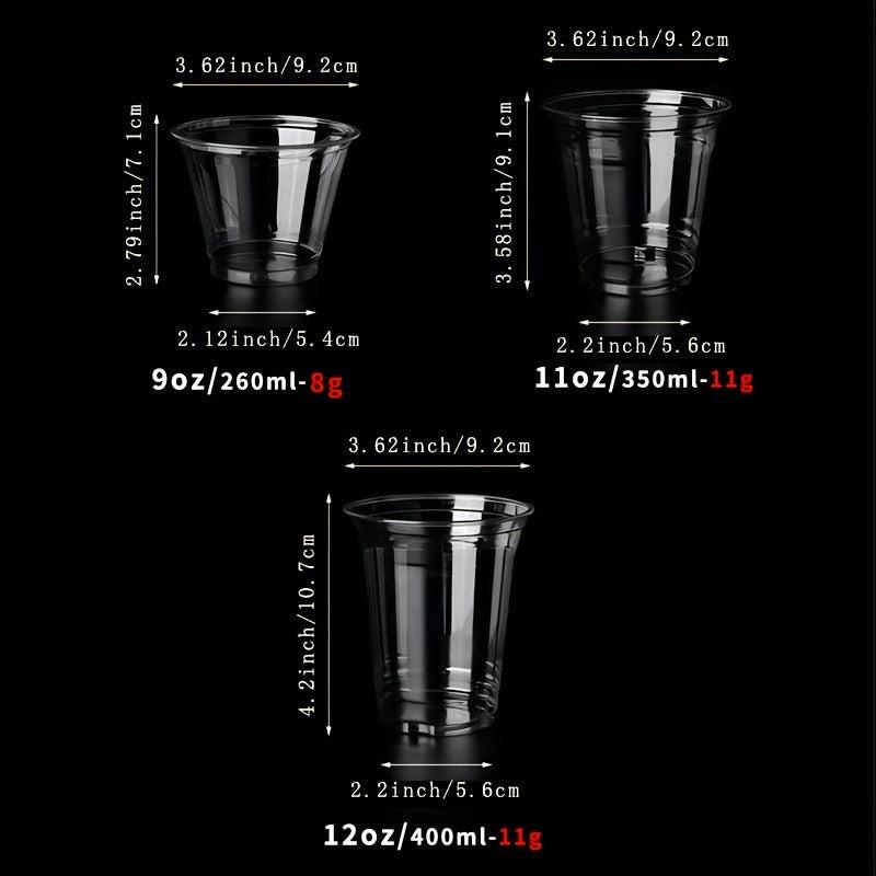 50pcs High Clear Disposable Plastic Cups for Cold Drinks 9-12oz Capacity