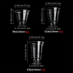 50pcs High Clear Disposable Plastic Cups for Cold Drinks 9-12oz Capacity