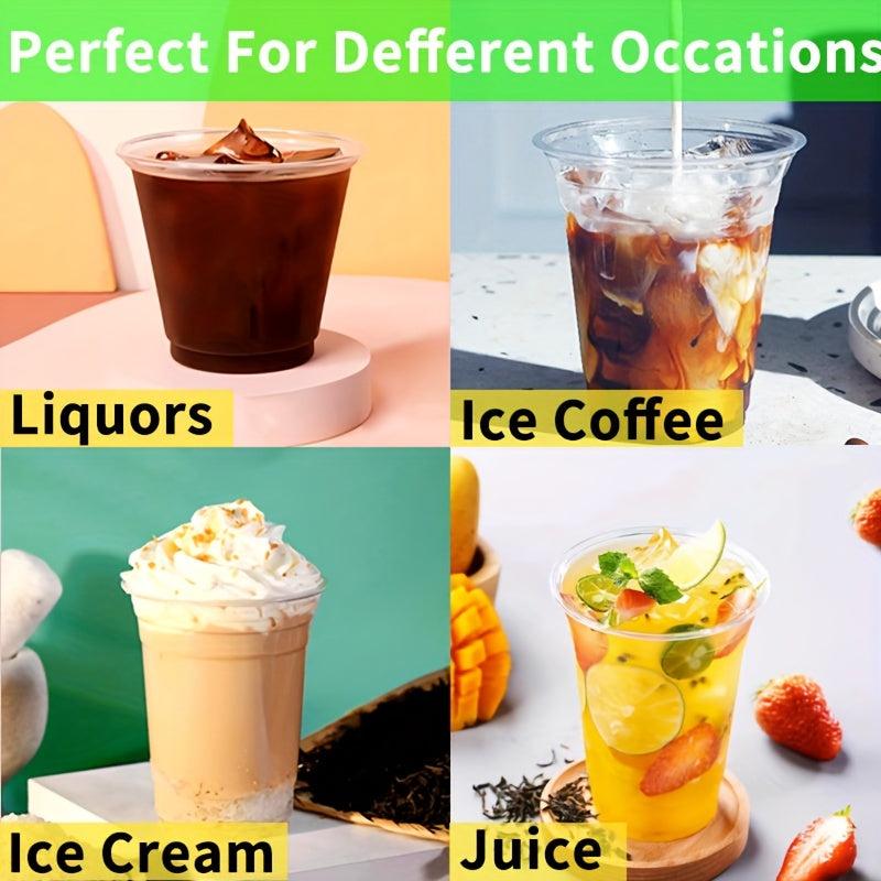 50pcs High Clear Disposable Plastic Cups for Cold Drinks 9-12oz Capacity