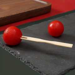 100pcs Disposable Bamboo Fruit Forks for Desserts and Appetizers