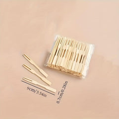 100pcs Disposable Bamboo Fruit Forks for Desserts and Appetizers