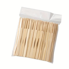 100pcs Disposable Bamboo Fruit Forks for Desserts and Appetizers