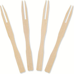 100pcs Disposable Bamboo Fruit Forks for Desserts and Appetizers
