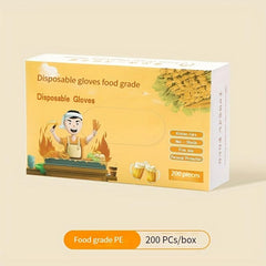 200pcs Transparent Disposable Gloves for Kitchen Beauty Dishwashing