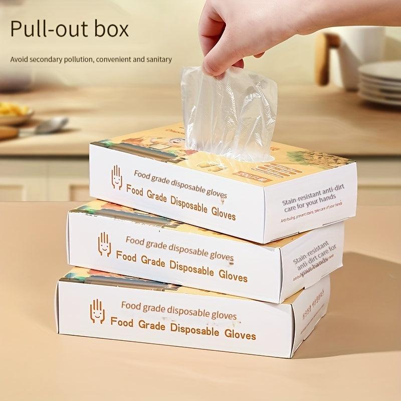 200pcs Transparent Disposable Gloves for Kitchen Beauty Dishwashing