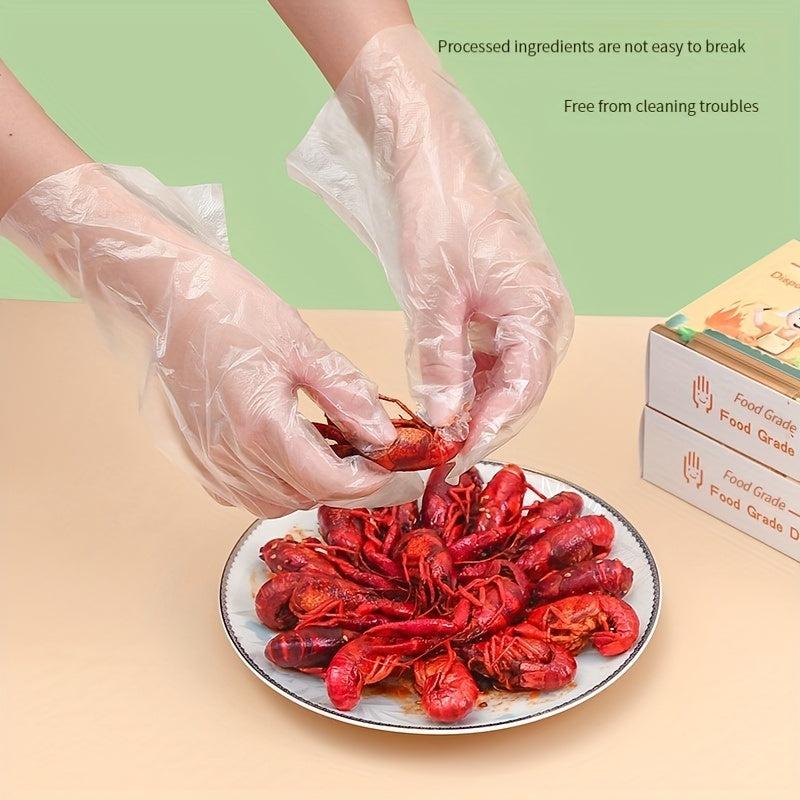 200pcs Transparent Disposable Gloves for Kitchen Beauty Dishwashing