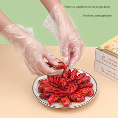 200pcs Transparent Disposable Gloves for Kitchen Beauty Dishwashing