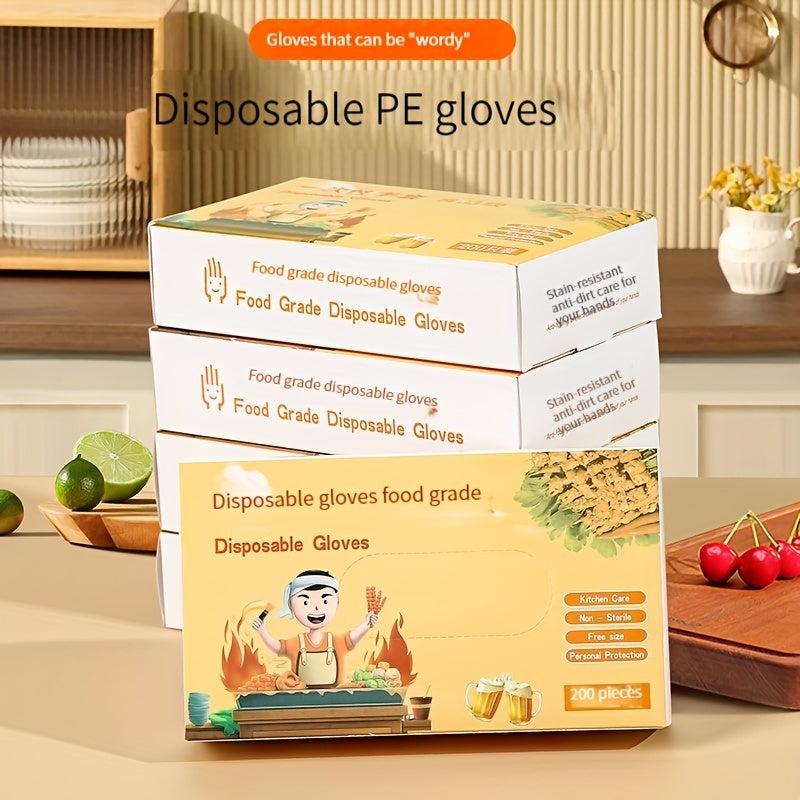 200pcs Transparent Disposable Gloves for Kitchen Beauty Dishwashing