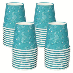 100Pcs 3oz Disposable Waxed Paper Tasting Cups Sea Animal Cups For Birthday