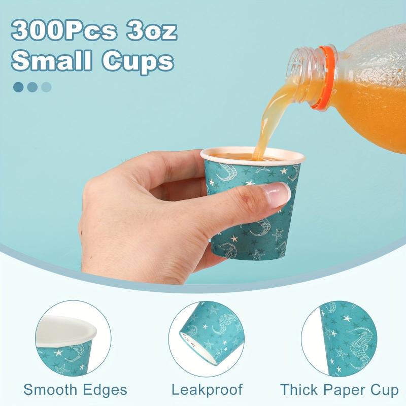 100Pcs 3oz Disposable Waxed Paper Tasting Cups Sea Animal Cups For Birthday