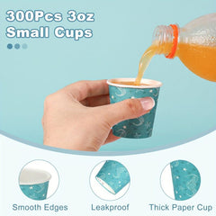 100Pcs 3oz Disposable Waxed Paper Tasting Cups Sea Animal Cups For Birthday