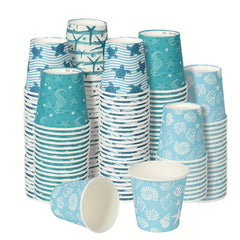 100Pcs 3oz Disposable Waxed Paper Tasting Cups Sea Animal Cups For Birthday