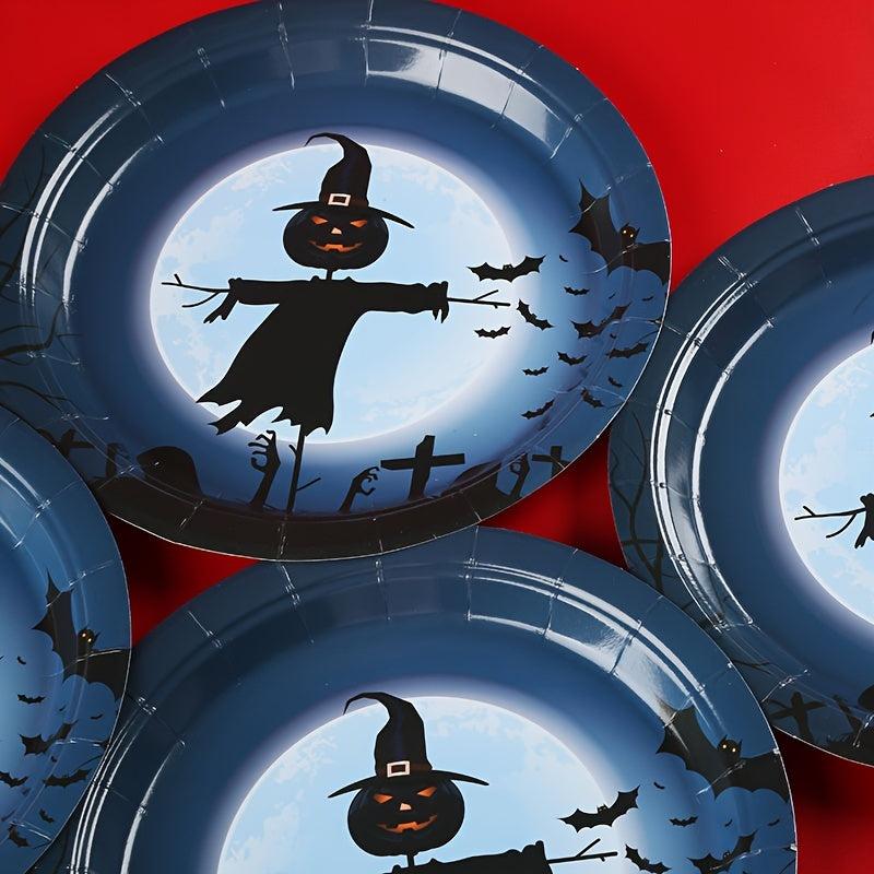 10pcs Halloween Disposable Paper Plates for Party and Picnic