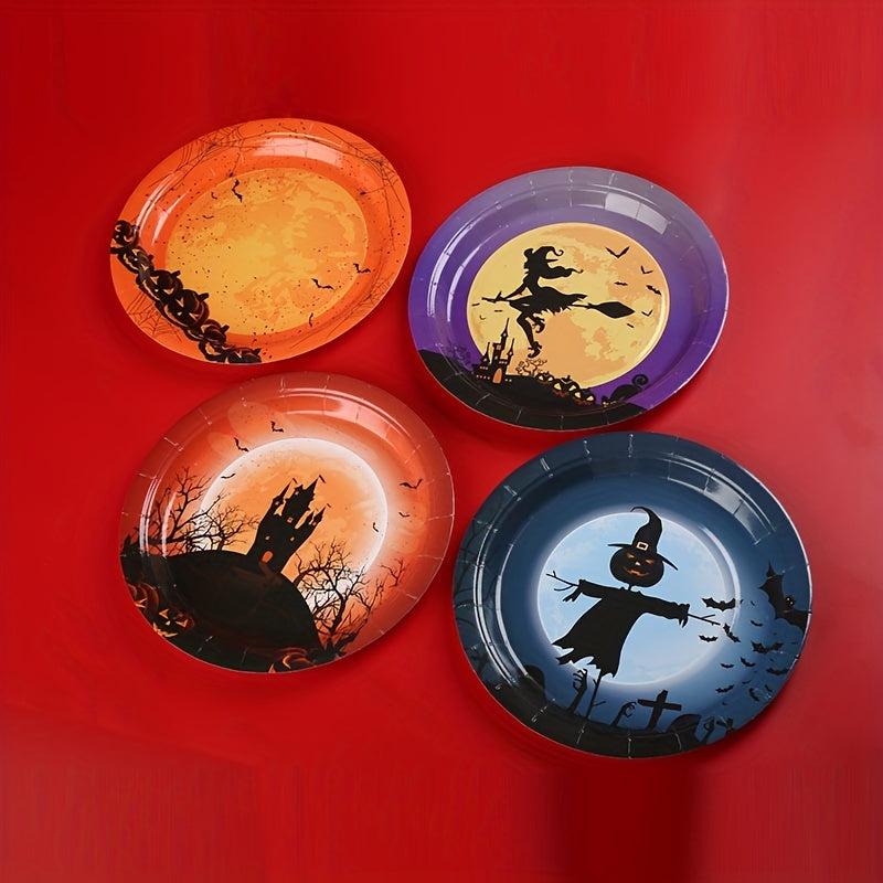 10pcs Halloween Disposable Paper Plates for Party and Picnic