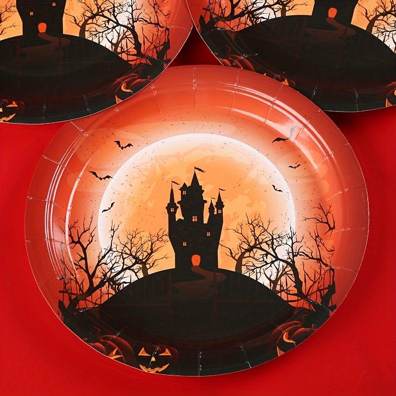 10pcs Halloween Disposable Paper Plates for Party and Picnic