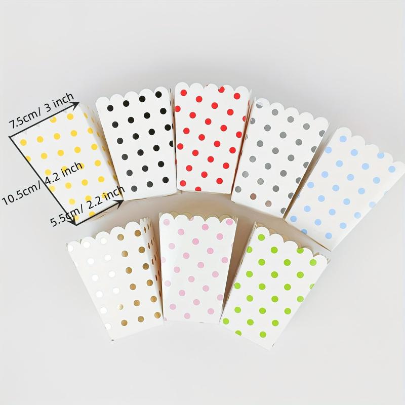 12 Pcs Polka Dots Popcorn Boxes for Party Snacks
