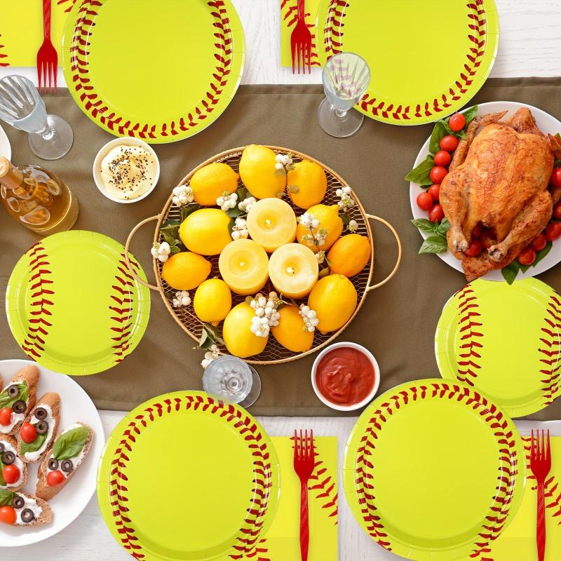 Softball Paper Plate Cutlery Set for Parties and Birthdays
