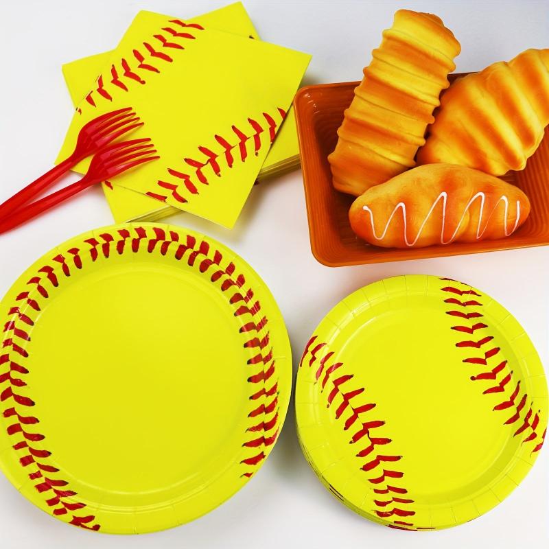 Softball Paper Plate Cutlery Set for Parties and Birthdays