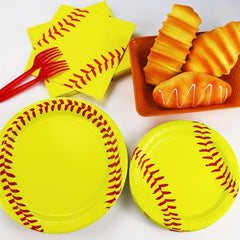 Softball Paper Plate Cutlery Set for Parties and Birthdays
