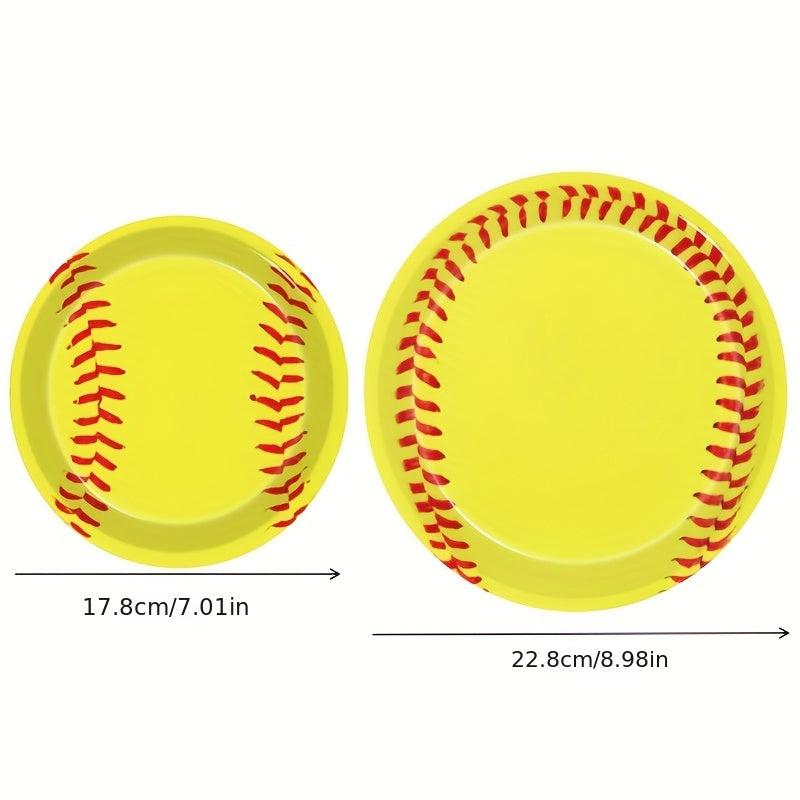 Softball Paper Plate Cutlery Set for Parties and Birthdays