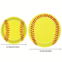 Softball Paper Plate Cutlery Set for Parties and Birthdays