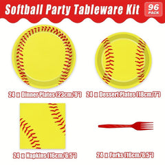Softball Paper Plate Cutlery Set for Parties and Birthdays