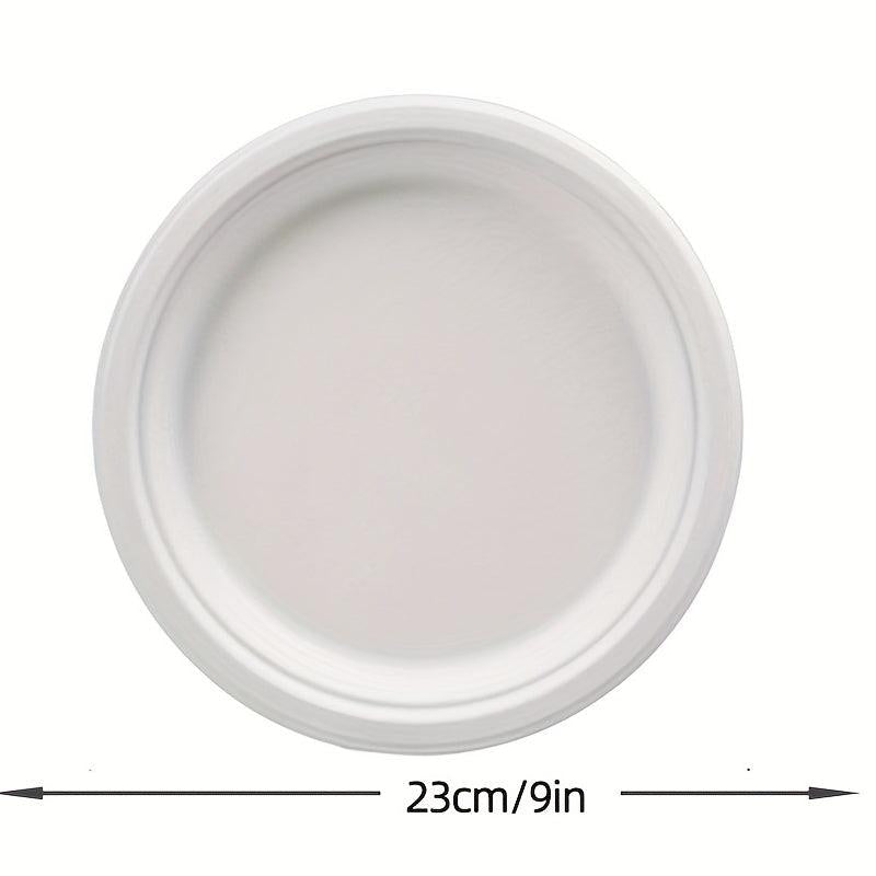 10pcs Sugarcane Pulp Plate Disposable Tableware